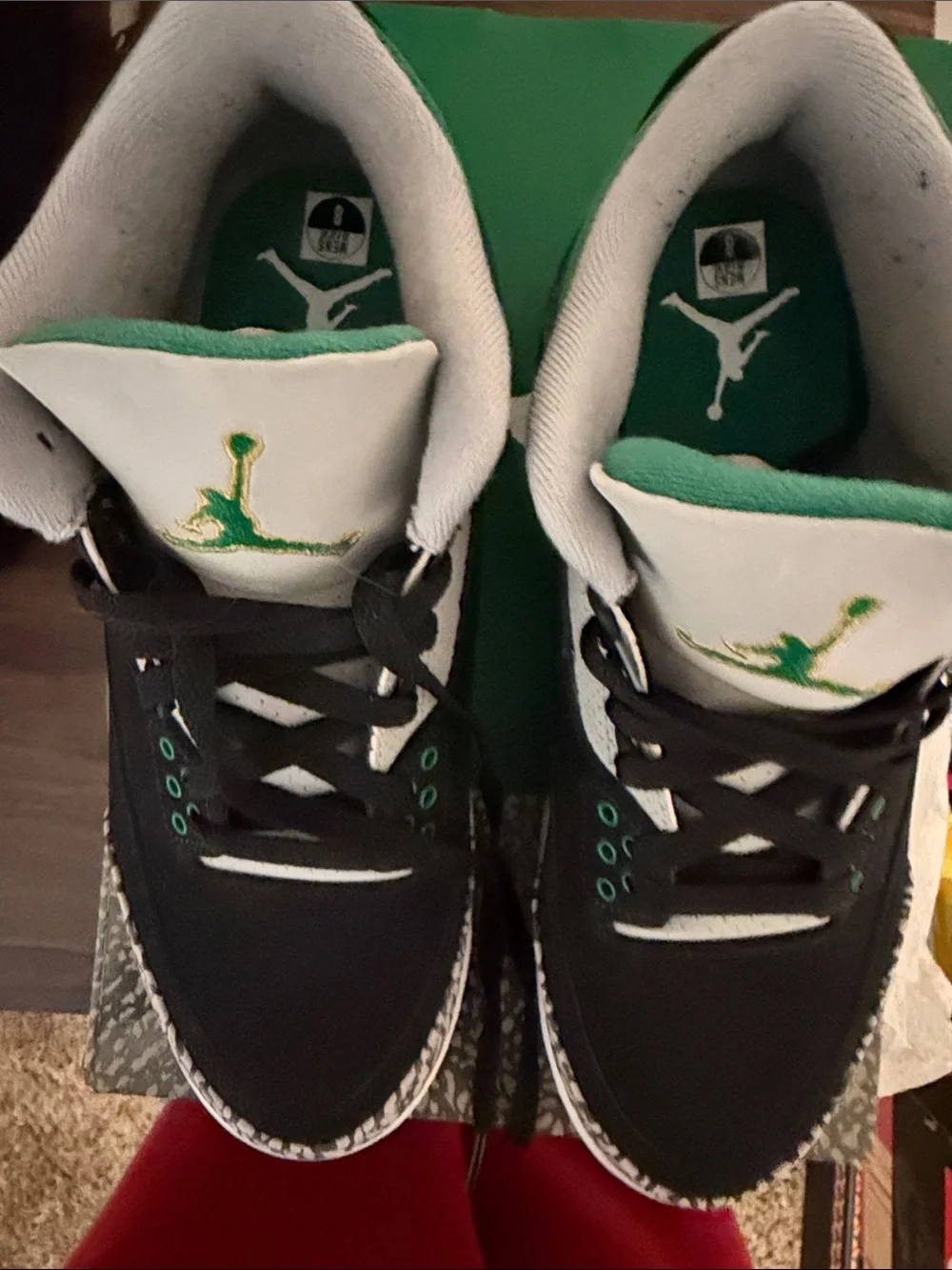 Jordan Black and Green Low-Top Sneakers